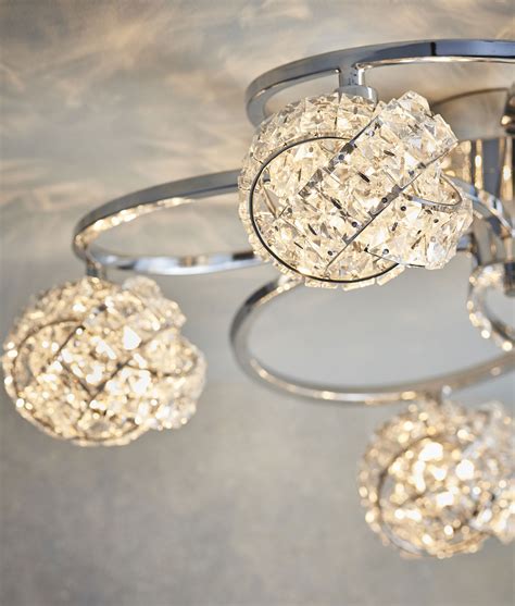 Chrome Ceiling Light Crystal
