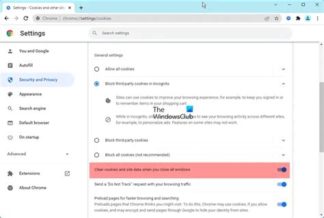 chrome clear browsing data on exit registry