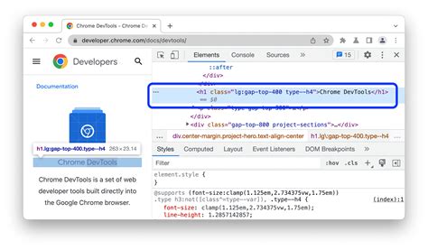 Chrome Developer Tools Focus Element