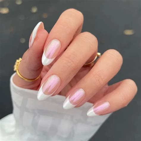 chrome french tip nails