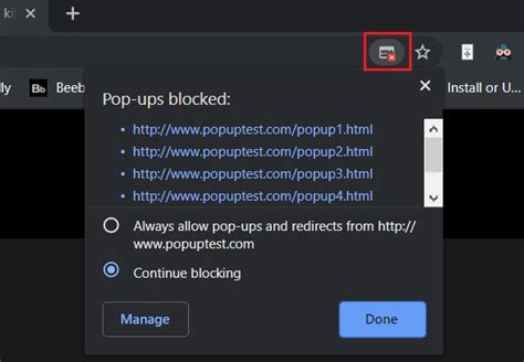 chrome pop up blocker settings