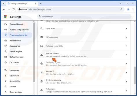 chrome settings insecure content