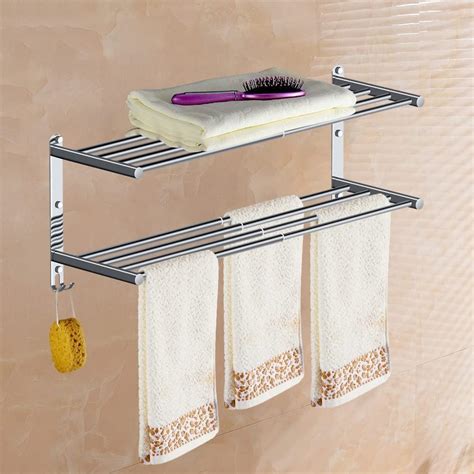 Chrome Towel Shelf With Hooks