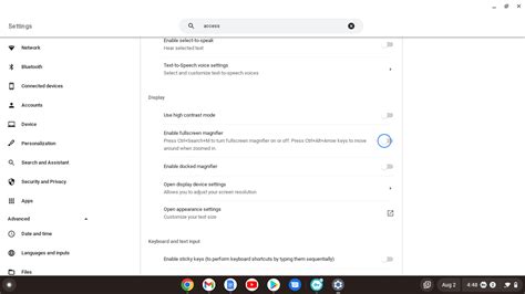 Chromebook Magnifier Settings
