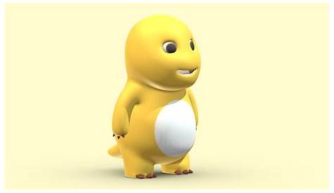 Chubby Yellow Dinosaur Film Cartoon Low Poly PBR Buy Royalty Free 3D