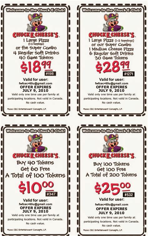 Get Amazing Chuck E Cheese Coupons And Enjoy Great Deals!