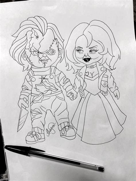 chucky and tiffany coloring pages