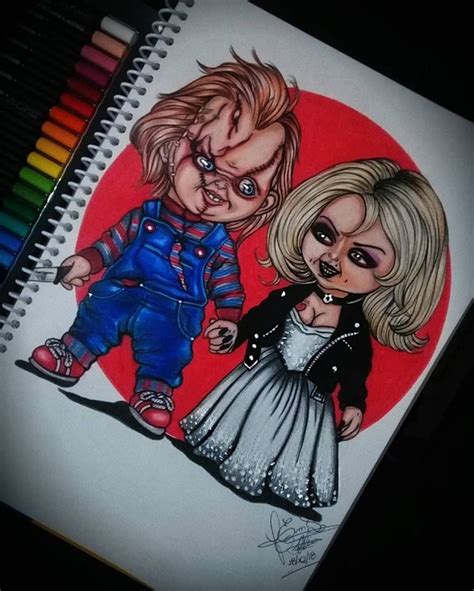 chucky and tiffany easy drawing