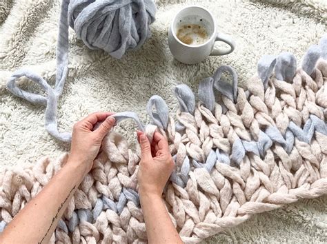Chunky Chenille Hand Knitted Throw Blanket Etsy