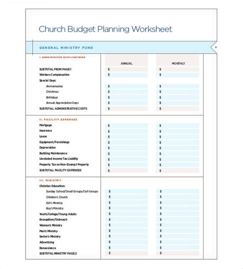 Sample Church Budget Template will work Template Business