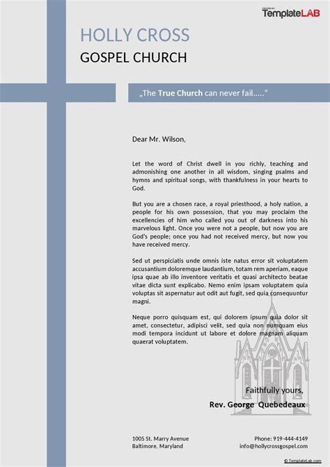 church letterhead template free