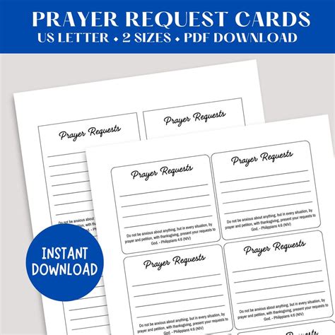 Church Prayer Request Cards Template