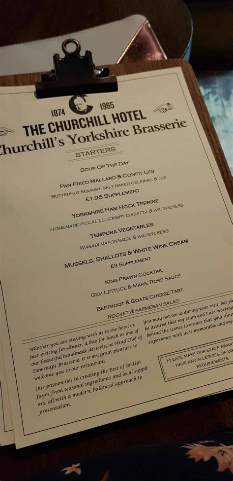 churchill hotel york breakfast menu