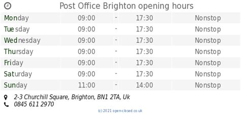 churchill square post office opening times