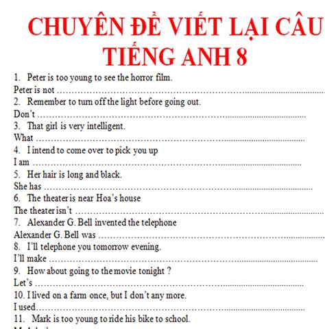 chuyên đề viết lại câu