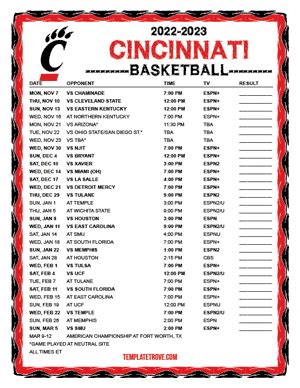 cincinnati bearcats basketball schedule 2023