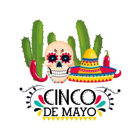 Cinco de mayo card template with mexican hat and food 447345 Vector Art