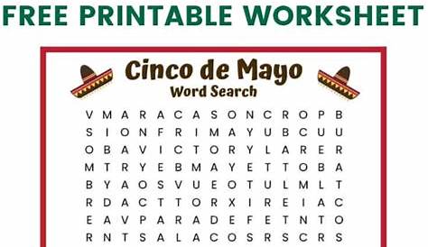 Cinco De Mayo Word Search Printable Word Search Printable