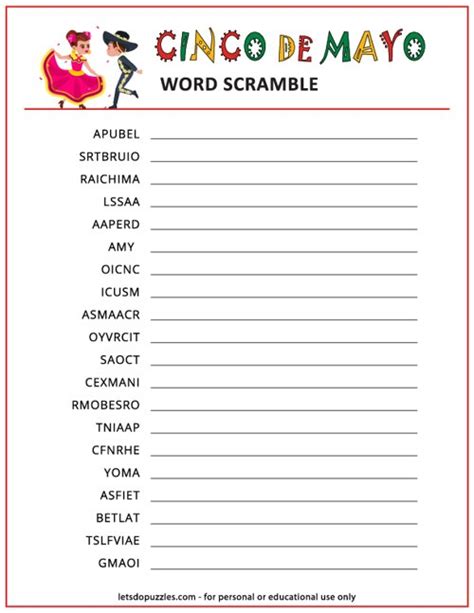 cinco de mayo word scramble