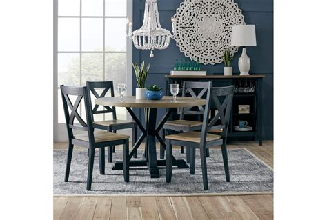 Circle Table And Navy Chairs