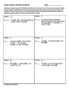 circuit training function notation worksheet answers