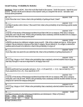 circuit training probability for statistics answer key