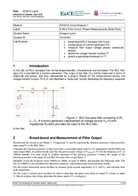 Circuits Lab Report Example