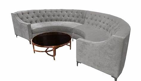 Circular Banquette Sofa Round Couch Lobby In Gray Chenille Fabric