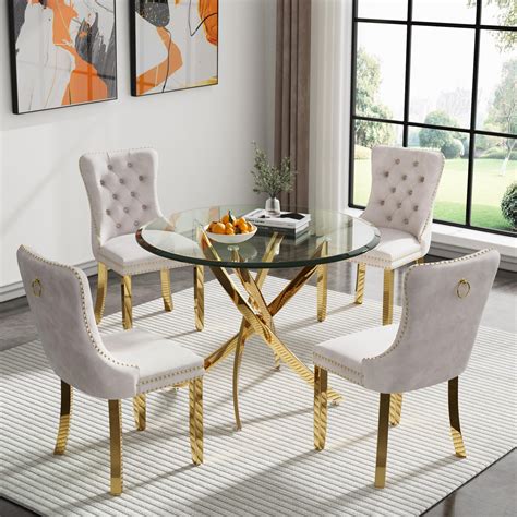 Circular Glass Dining Table Set