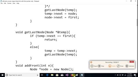circular singly linked list code in c++