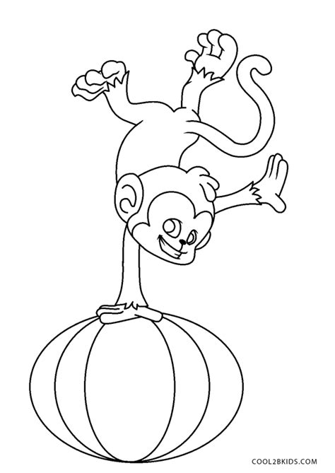 circus monkey coloring pages printable template
