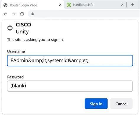 cisco unity password reset