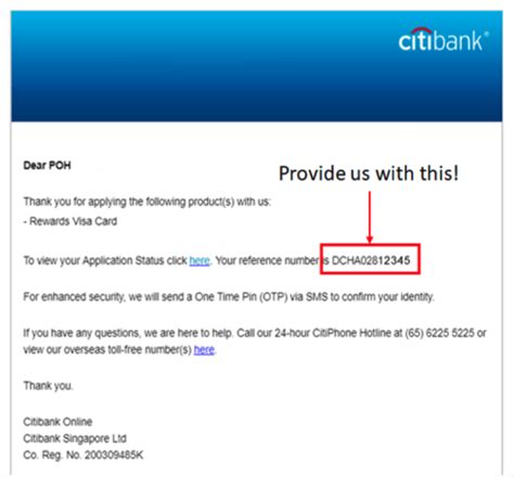 citibank application reference number