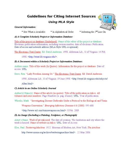 Citing Internet Sources Form Printable