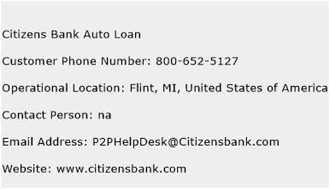 citizens auto loan phone number 24 hours