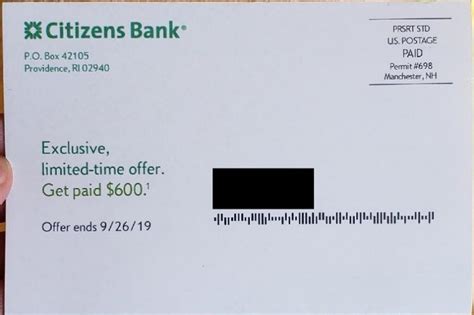 citizens bank checking offer $600