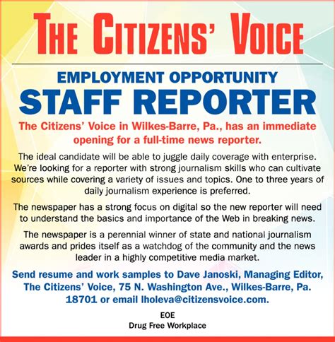 citizens voice newspaper wilkes barre jobs