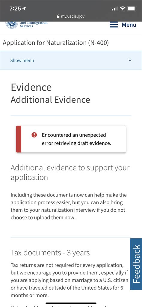 citizenship application login error