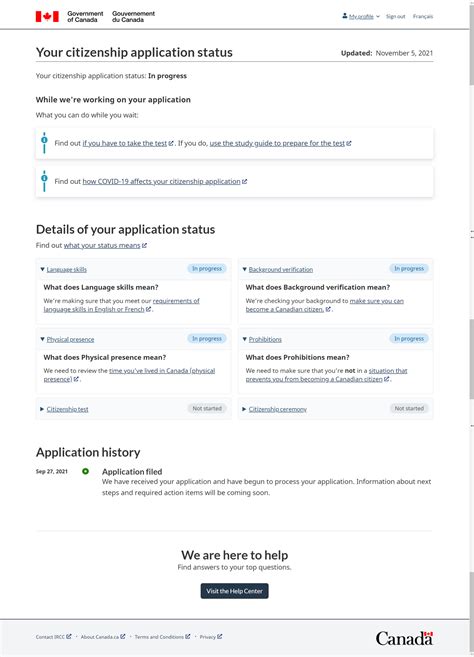 citizenship application status canada