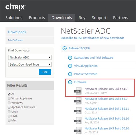 citrix netscaler firmware download