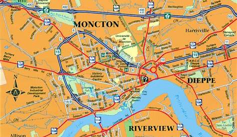 Map downtown Moncton Canada.Moncton city map with highways free download