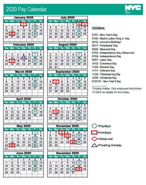 city employee pay calendar