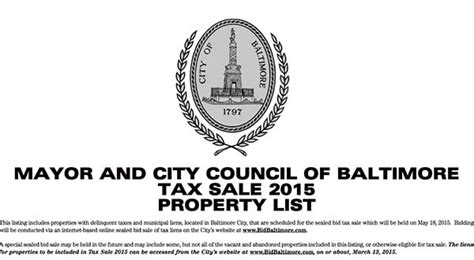 city of baltimore tax sale