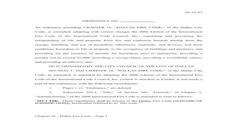 City Of Dallas Fire Code