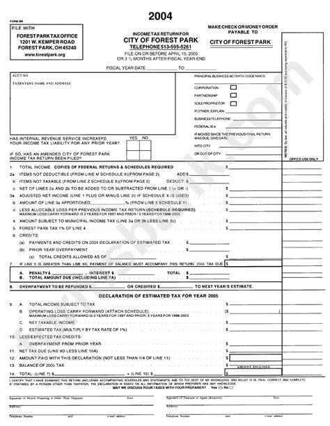 city of forest park ohio tax forms