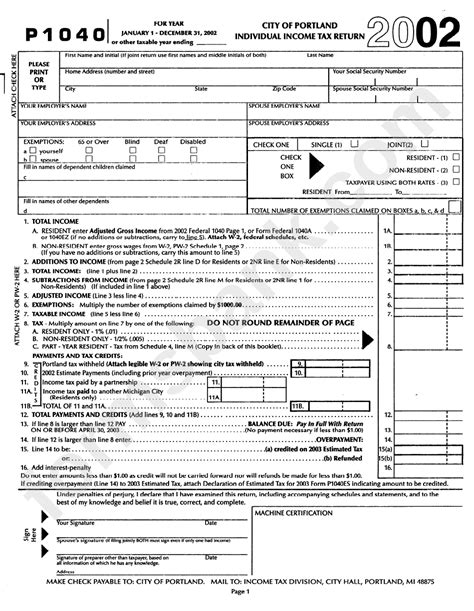 city of portland personal income tax