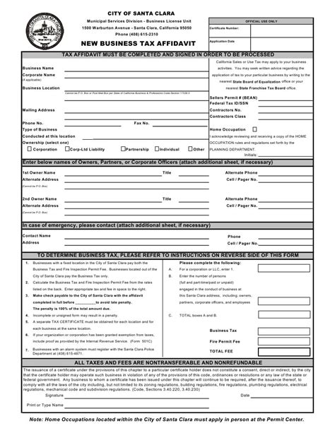 city of santa clara business license renewal