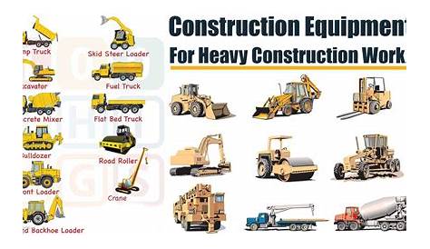 Legend and list of the types of construction trucks