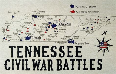 civil war battles in tennessee map