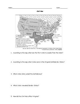 civil war map worksheet answer key